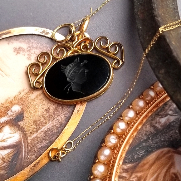 Solid 10kt Gold Victorian Roman Soldier Intaglio Carnelian Gem Pendant Necklace - Picture 6 of 9